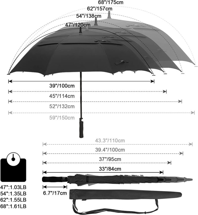 68 inch automatic oversized golf umbrella