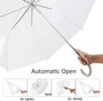 pack of 12 wedding style stick umbrellas large canopy windproof automatic j hook