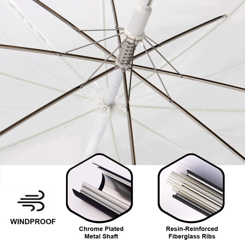 pack of 12 wedding style stick umbrellas large canopy windproof automatic j hook