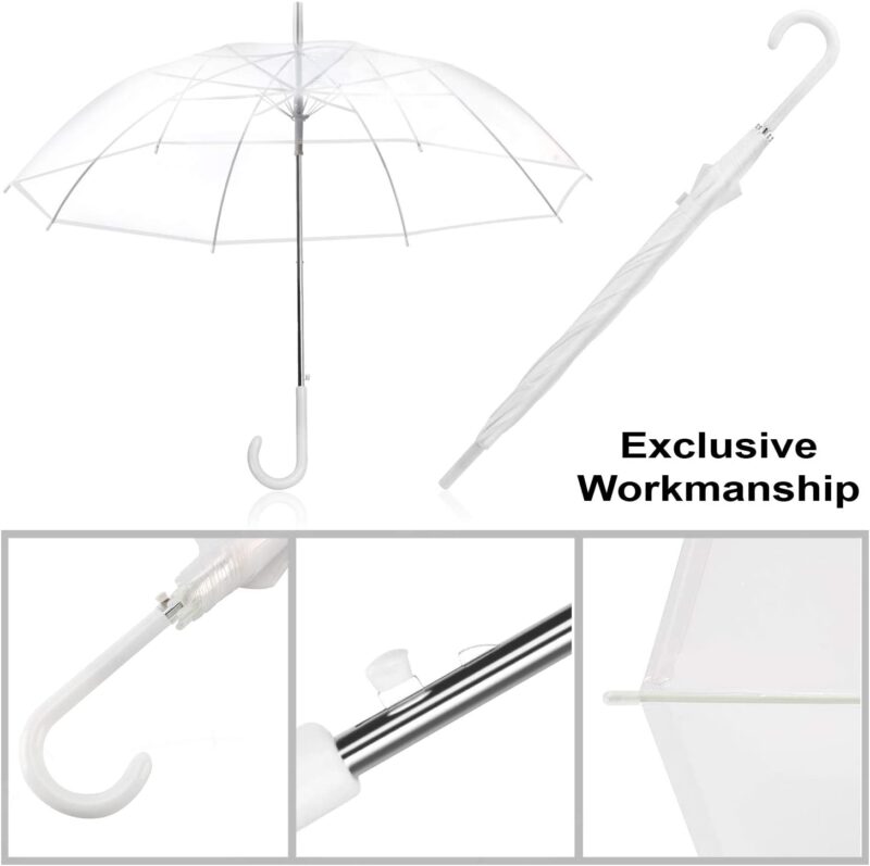 pack of 12 wedding style stick umbrellas large canopy windproof automatic j hook