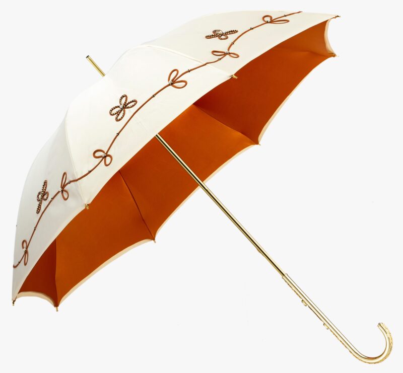 pauline double cut feather three diamonds long handle umbrella