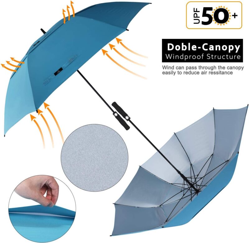62 inch automatic double canopy oversized golf umbrella