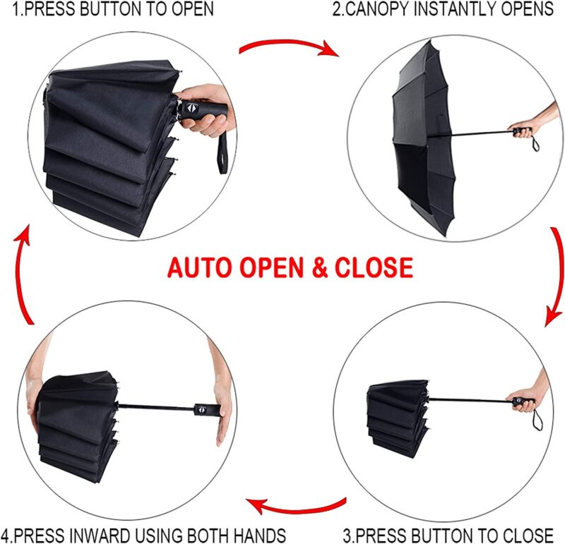 pack of 2 packs automatic windproof compact folding umbrella