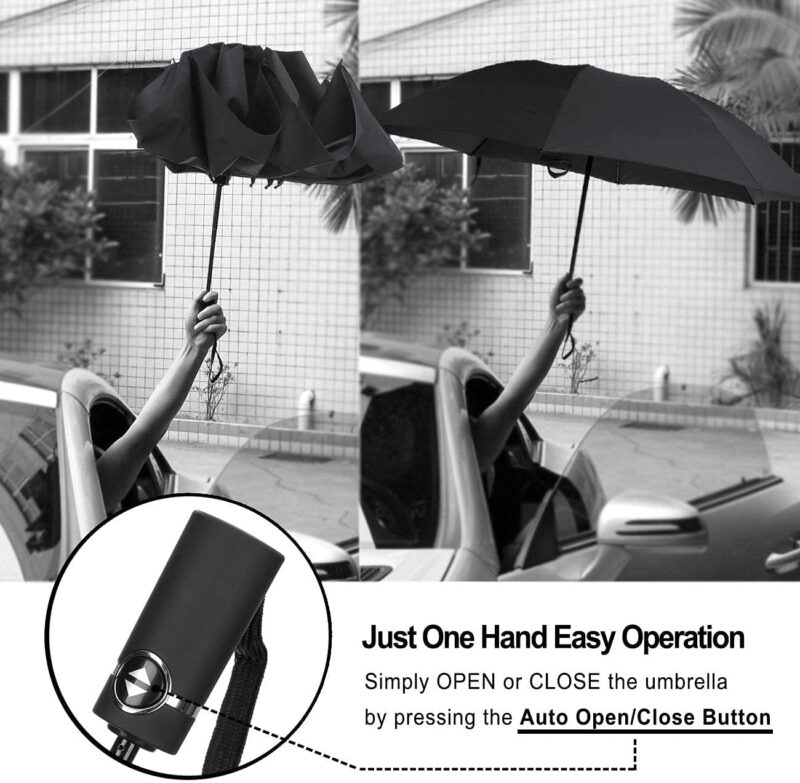 logo windproof compact reverse folding umbrella