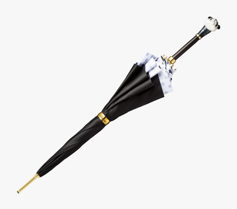 panda white polka dot long handle umbrella