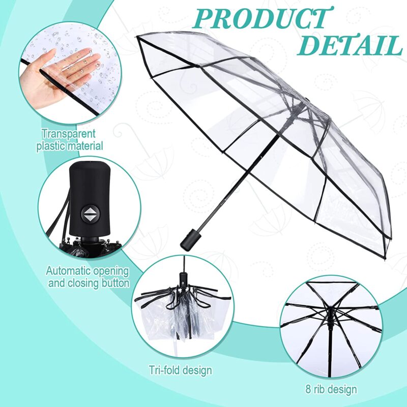 logo automatic clear folding umbrella