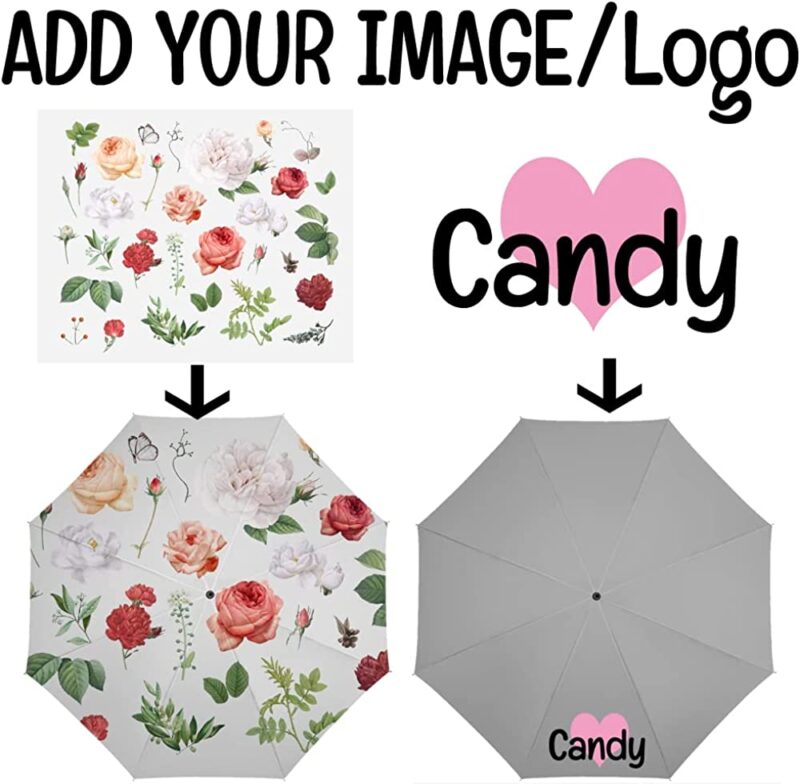 photo text compact portable folding umbrella