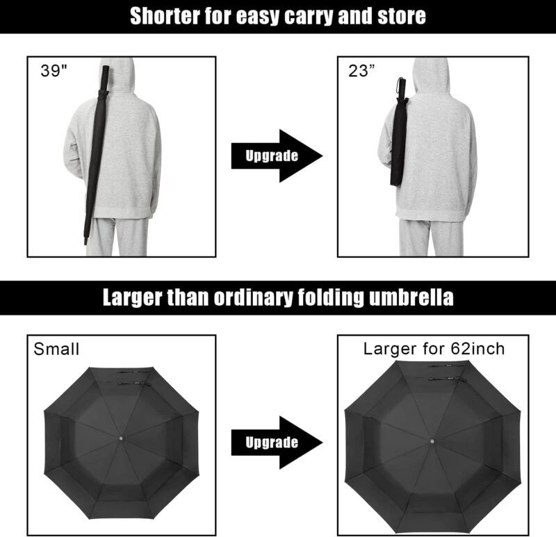 62 inch double canopy portable oversized golf umbrella