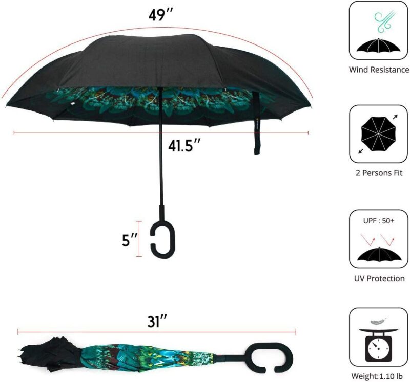 logo double canopy reverse folding umbrella