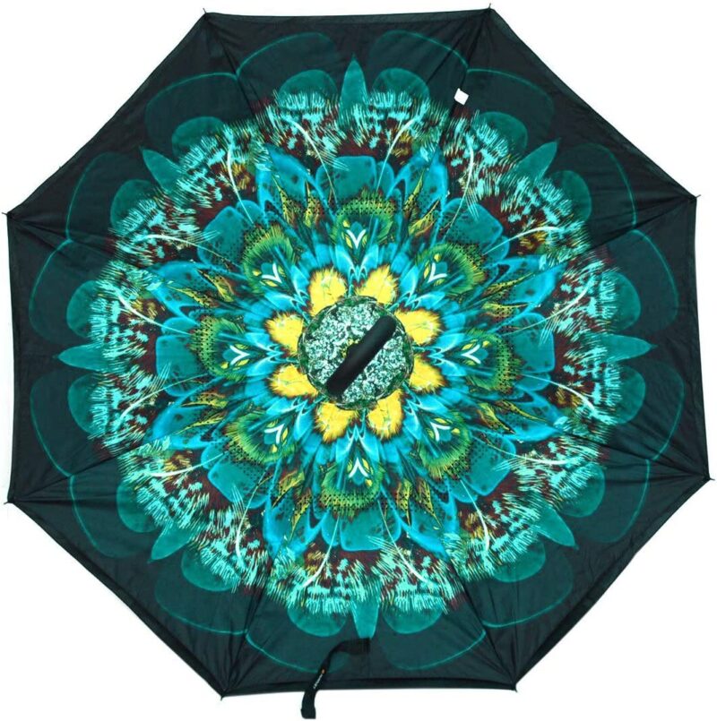 logo double canopy reverse folding umbrella