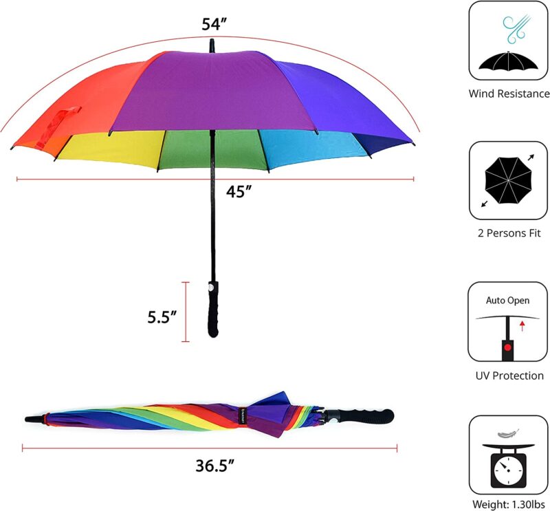 automatic windproof rainbow golf umbrella