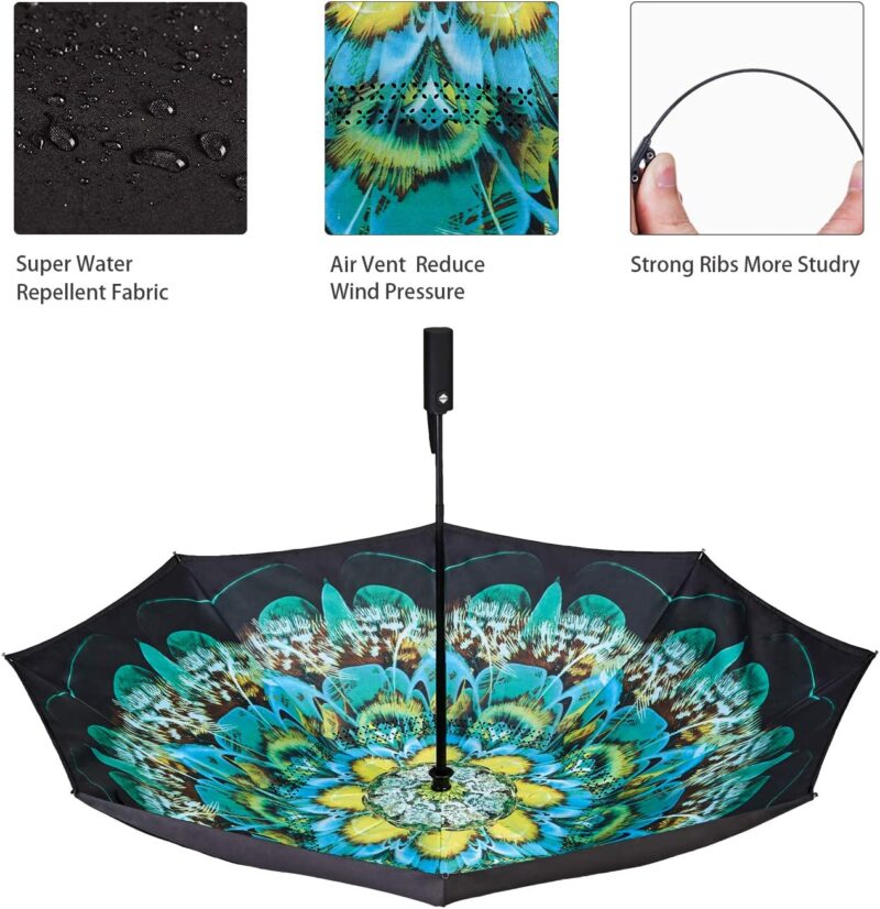 automatic double canopy reverse folding umbrella