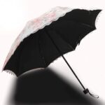 lace folding travel parasol lightweight folding anti uv vintage embroidered sun protection green