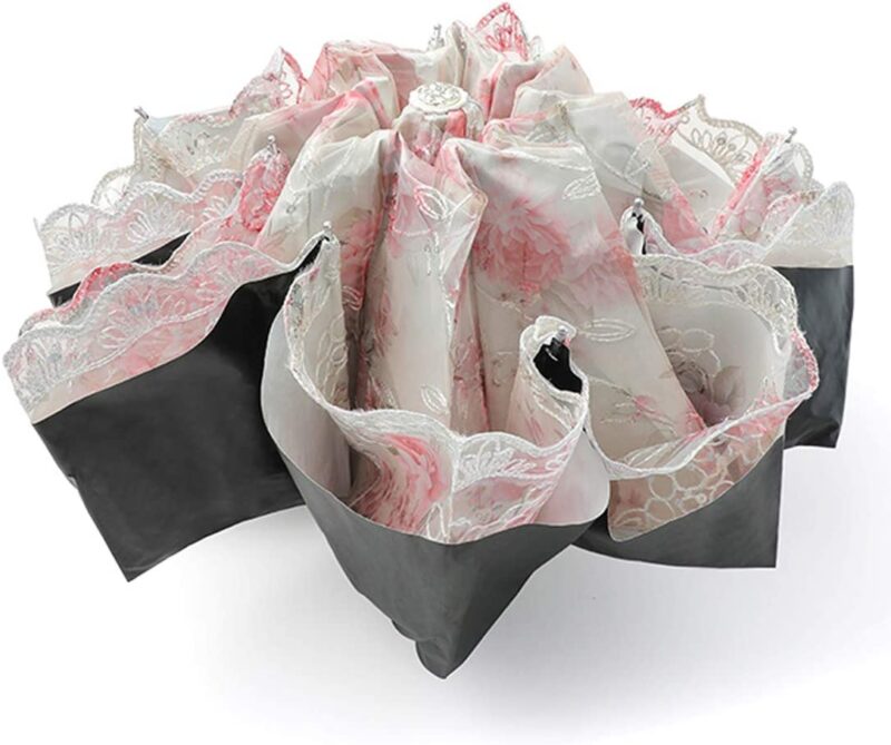 lace folding travel parasol lightweight folding anti uv vintage embroidered sun protection green