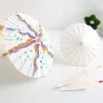 pack of 2 paper parasol chinese / japanese decorative umbrella white diy painting decorative umbrella wedding bridal par