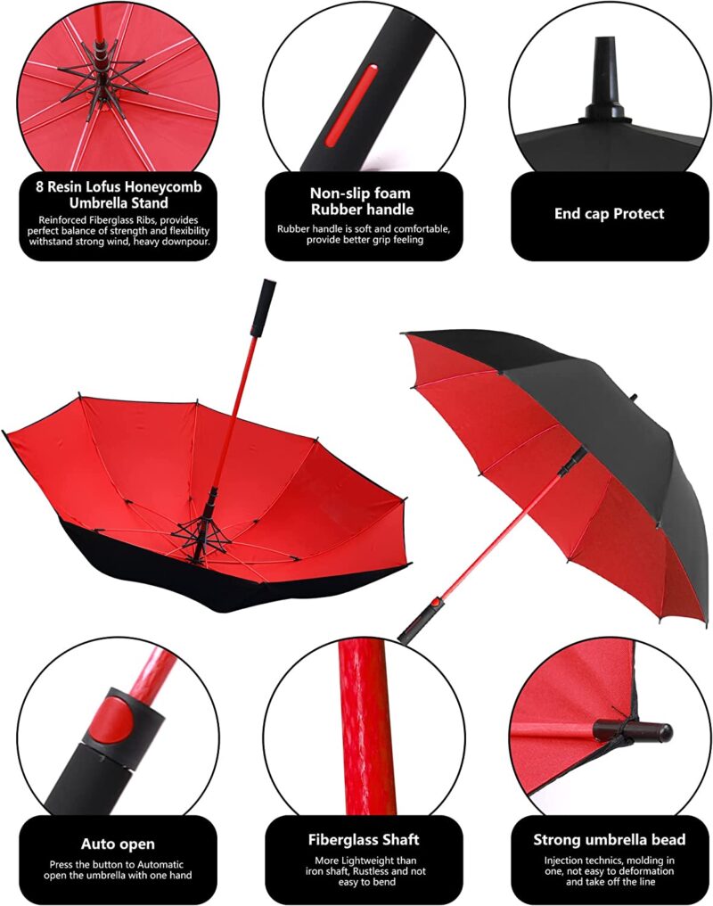 55 inch automatic uv protection double canopy oversized golf umbrella