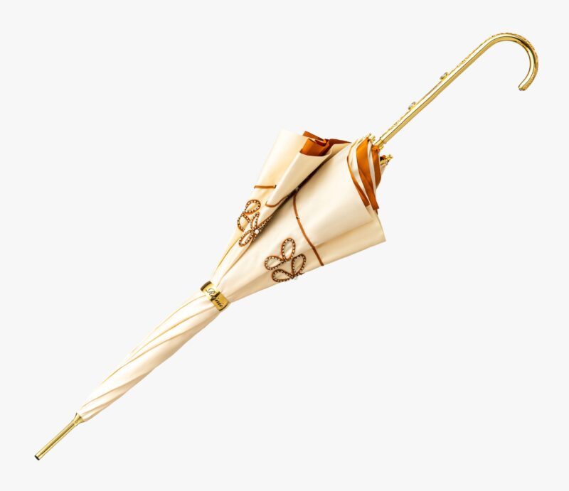 pauline double cut feather three diamonds long handle umbrella