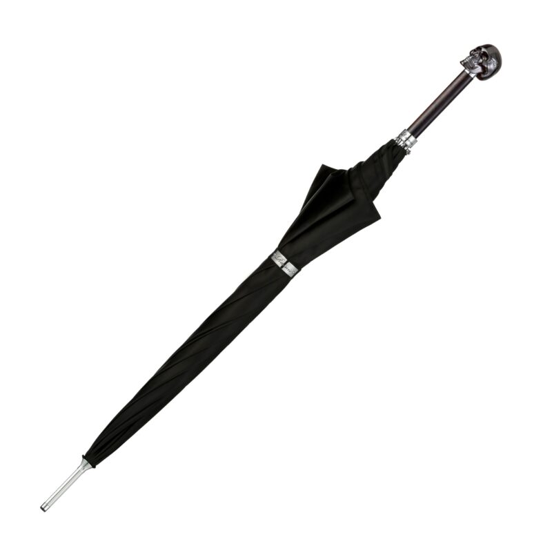 it s raining black looking up skull long handle umbrella
