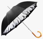 rattan elbow white dahlia long handle umbrella