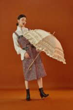 rice white edge bent double umbrella