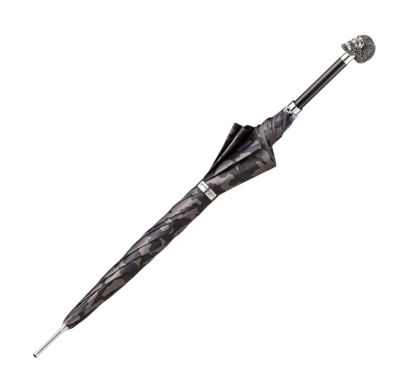 grey camouflage studded head skeleton long handle umbrella