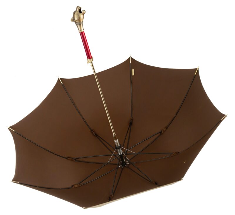 white steel leopard long handle umbrella